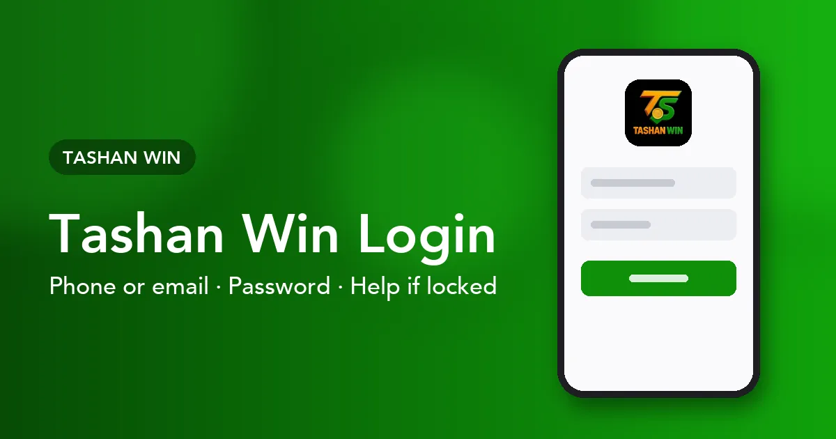 Banner reading Tashan Win Login with the phone, email and password steps