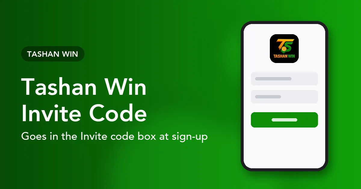 Banner for the Tashan Win invite code guide pointing to the registration form field